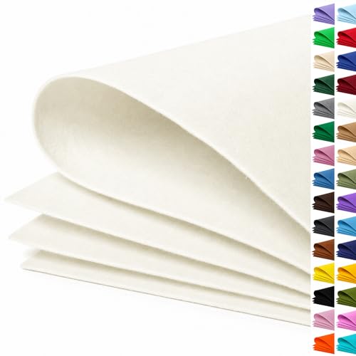 Image of White Large Felt Fabric 36 inch x 36 inch (1 Square Yard), 1mm Stiff Felt Sheet, Nonwoven Fabric for Crafts, DIY Projects, Art, Sewing, Lining & Decorations