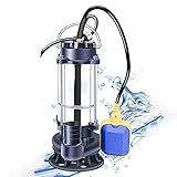 Automatischer Schwimmerschalter und verdickte Basis: Die Pumpe mit Schwimmerschalter kann automatisch gestartet / gestoppt werden. Verdickter Boden, großes Lochdesign, geeignet zum Pumpen von Abwasser und Verunreinigungsflüssigkeit, große Menge Wasser.