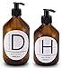 Lifestyle Lover 2er Pack Seifenspender aus Braunglas, Bernsteinfarben für Seife, Spüli, Dish Soap 'D' 500ml & Hand Soap 'H' 300ml