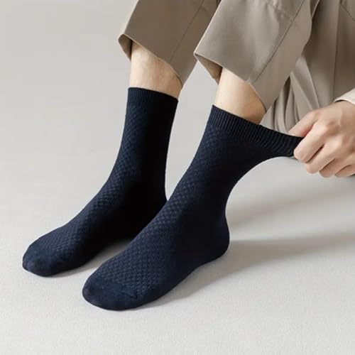 Image of Men's Crew Length Cotton Blend Socks, Cushioned, Basket Weave Pattern, Light Grey, Dark Grey, Black, Free Size, Pack of 3