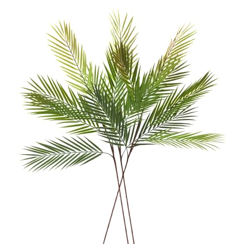Urier 36 Inch Leaf Decor Artificial Green Palm Leaves,Fake Tropical Palm Leaves with Long...