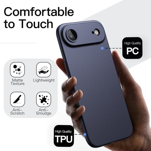 Image of JETech Slim Case for iPhone Air, Ultra-Thin Lightweight Minimalist Phone Cover with Camera Lens Protection, Matte Anti-Fingerprint Finish, 6.5-Inch Display (Deep Blue)