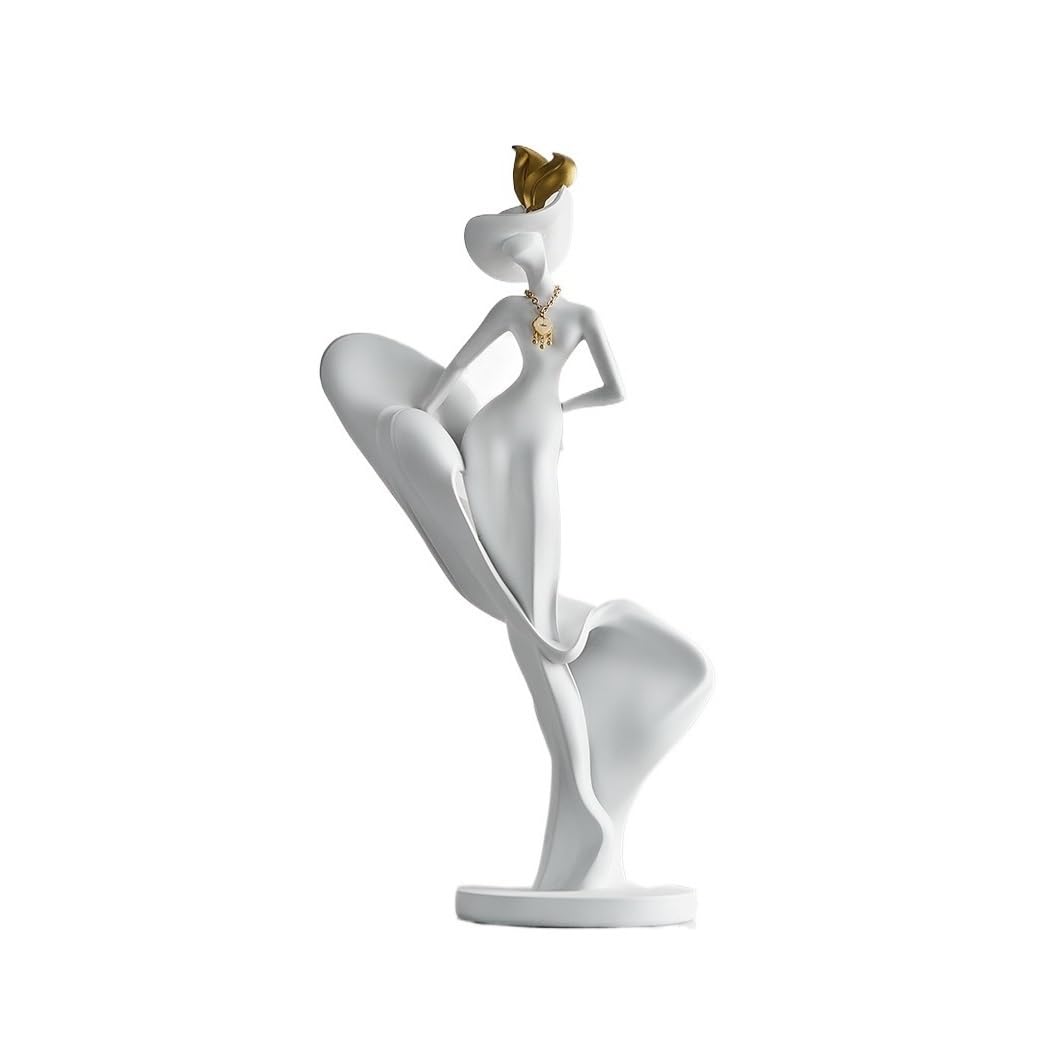 Zeny896v White Sculptures Abstract Art Figure Sculpture Living Room Hotel Tv Cabinet Decoration Large Ornaments Decor(White)
