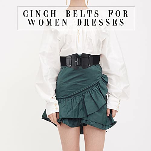 Geyoga 2 Pieces Women Wide Stretchy Cinch Waist Belts Corset Retro Chunky Buckle Belts Stretchy Waistband Dresses3