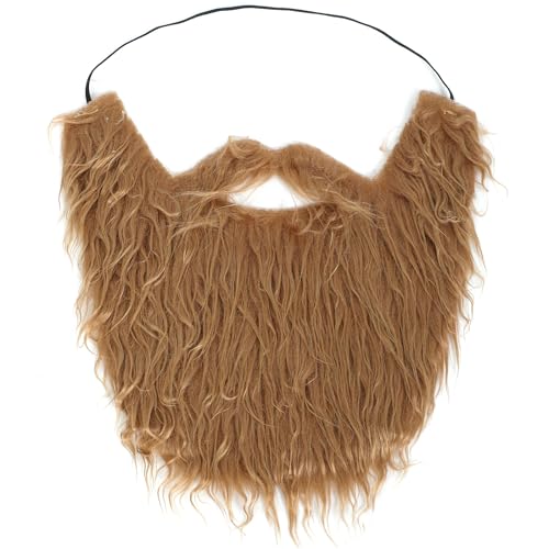 GNCoards Fake Beard Costume, Costume Beard and Mustache Halloween Cosplay Party for Adults Men Women (Brown)