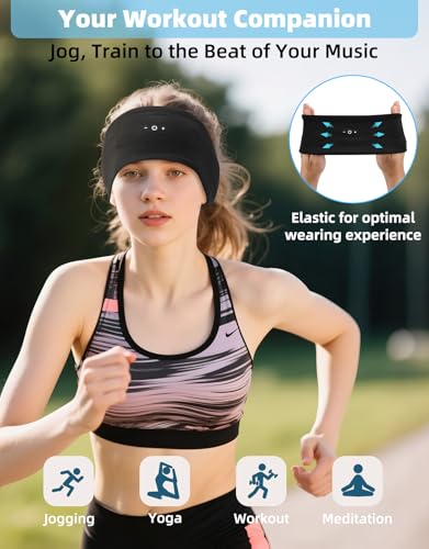 Image of Sleeping Headphones, Headband Headphones with HD Stereo Speaker, Bluetooth Headband for Sports, Running, Workouts, Yoga, Air Travel, Meditation, Gift - Black