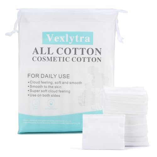 Vexlytra Premium Cotton Pads for Face (200 Count) - Natural High-Quality Makeup Removers, 100% Pure Cotton, Ultra-Soft & Lint-Free, Gentle for Toning, Facial, Eyes & Lips