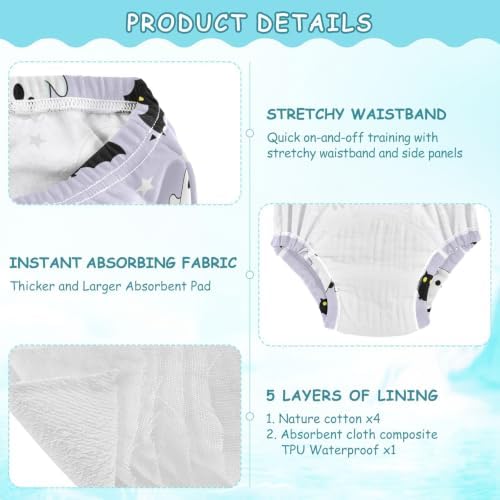 SLHKPNS Ghost Bat Star 3 Packs Training Pants for Toddlers 5T - 5