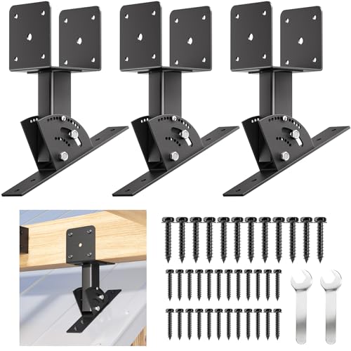 Nopwer Pergola Roof Rise Bracket-Kit - Upgrade Adjustable Angle Mount Pergola Beam Brackets Support for 4x4/4x6 Lumber 3Pcs