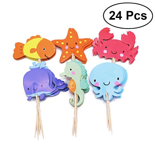 BESTonZON 24pcs Cake Topper Cupcake Topper Picks Dessert Decorazione Topper per la Festa di Compleanno di Nozze