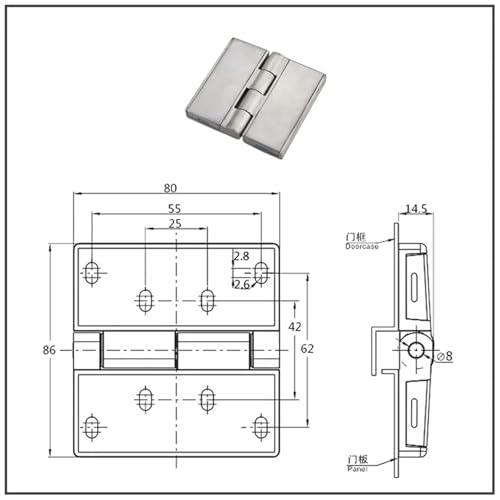 Charnière carrée acier inoxydable CL251-2 boîtier distribution industriel - 3