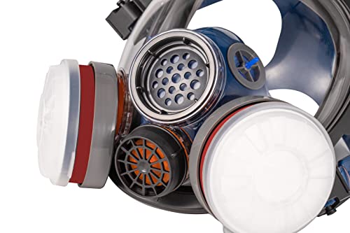 Full Face Reuable Respirator Mask Suit,For Shield Particulate Organic Vapor With Filter Gas Mask(Includes 4 Filter Cartridges #TOP4