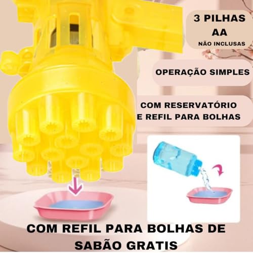 Arminha Bolha Sabão Lança Bolinha Sabao Brinquedo Infantil ARMA BAZUCA PISTOLA FAZER BOLHAS AUTOMATI