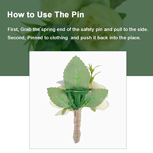 YSUCAU Handcrafted Boutonniere for Men Wedding, Brooch Bouquet Corsage Classic Artificial Groom Bride Flowers with Pin for Wedding Prom Party Set of 6 - Thumbnail 3