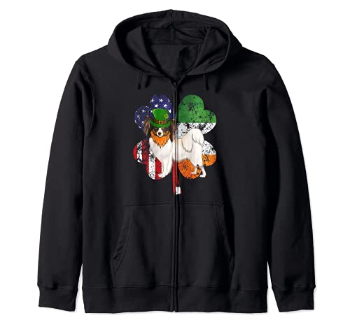 St Patricks Day Irish American Flag Soft Wheaten Terrier Dog Zip Hoodie, Black