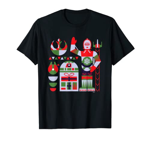 スターウォーズ R2-D2とC-3PO 北欧プリント クリスマスホリデー Tシャツ