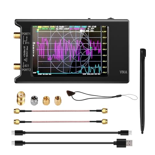 KONGMM Analizador de Espectro, Analizador de Red Vectorial 10k-1,5 GHz NanoVNA-H4 de 4 Pulgadas HF VHF UHF Analizador de Antena V4.3 con Ranura for Tarjeta SD