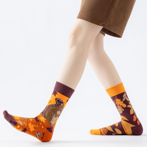 Image of 2 Pairs Cartoon Animal Crew Socks Fun Cotton Mid Calf Socks for Women
