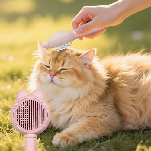 Image of Zoocozy Cat Brush for Shedding, Dog Deshedding Brush, Pet Hair Removal Tool for Puppy Pitten(Pink)