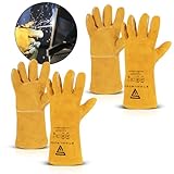 STAHLWERK Schweißer Handschuhe 2er Set Lederhandschuhe Arbeitshandschuhe aus hitzebeständigem und strapazierfähigem Echtleder, hohe thermische und mechanische Belastbarkeit, hochwertig verarbeitet
