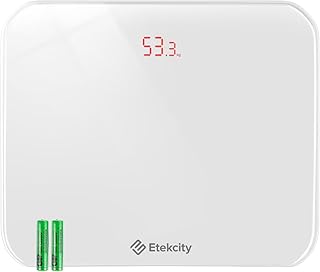 Etekcity 体重計 ヘルスメーター たいじゅうけい電源自動ON/OFF 小型 強化ガラス コンパクト 電池付属 EB4010J ホワイト
