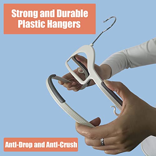 Houcoc Plastic Hangers 50 Pack Heavy Duty Dry Wet Clothes Hangers With Non-Slip Pads - Durable Space Saving Coat Hanger,360° Swivel Hooks For Everyday Standard Use On Suits Coats Pants Dress Shirts #TOP27