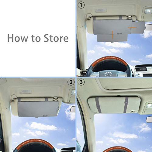 Wanpool Car Visor Sunshade, Car Visor Anti-Glare Sunshade Extender For Front Seat Driver Or Passenger - Grey 1 Piece #TOP2