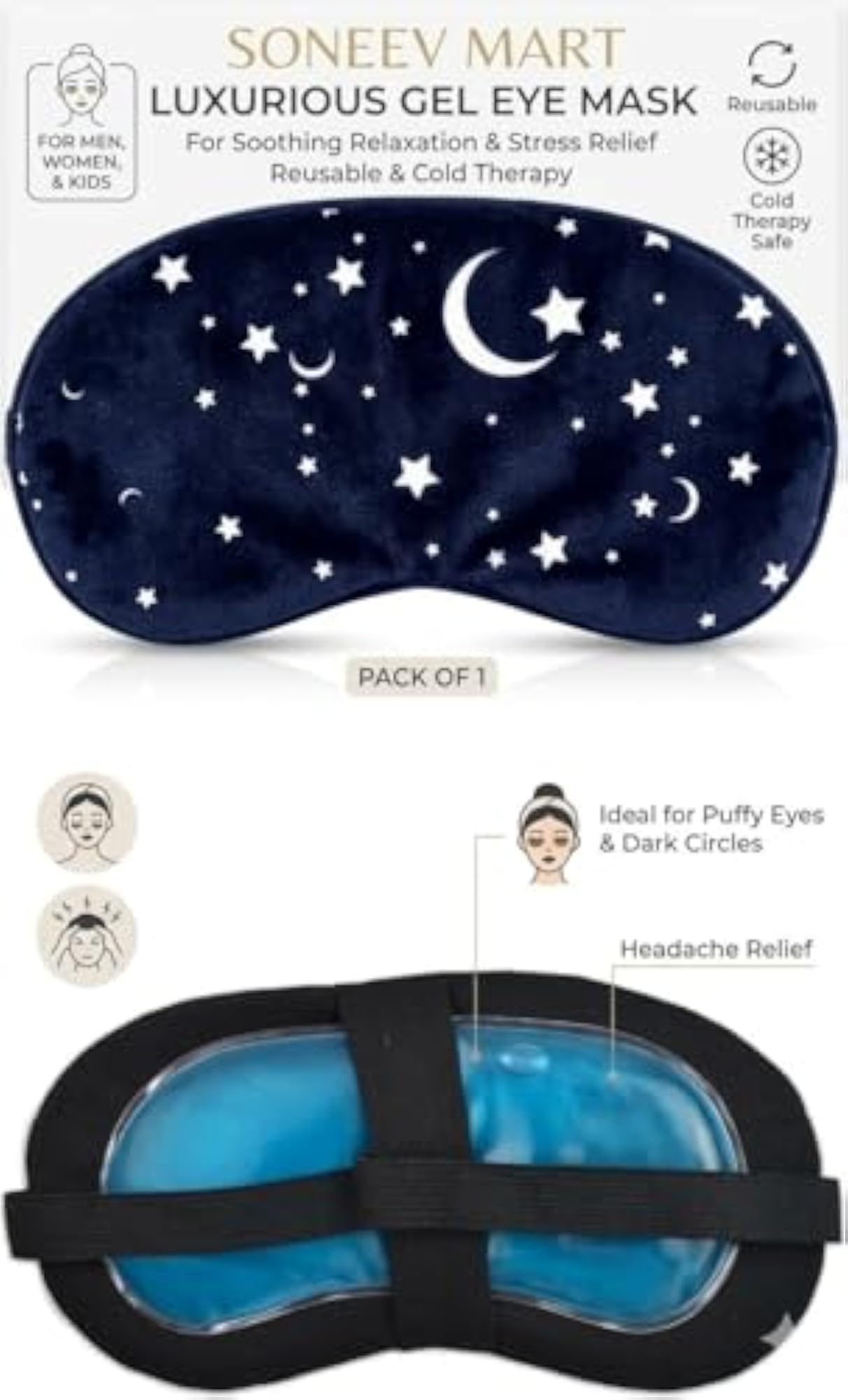 Ultra Soft Cotton Sleep Eye Mask, Comfortable Night Blindfold