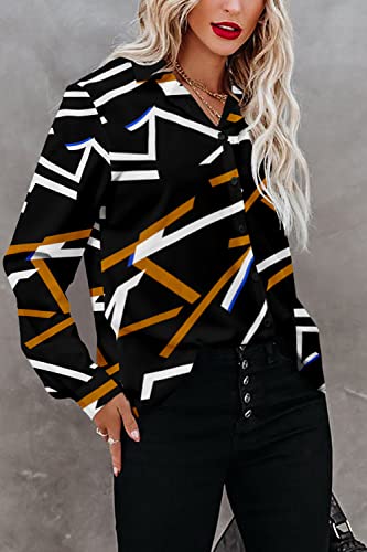 Image of Magritta Women's Shirts Fashion Casual Loose Fit Long Sleeve Button Down Lightweight Collared Blouse Tops