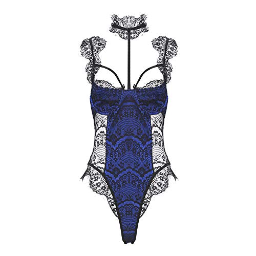 Chemise de nuit drag queens BaronHong en dentelle bleue taille L