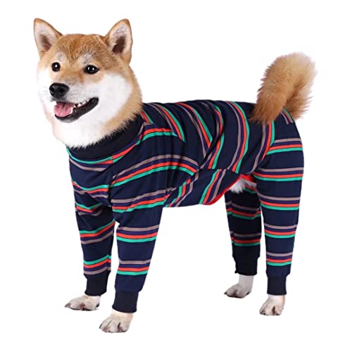 Image of Recovery Suit for Dogs After Surgery Dog Onesie Surgery Recovery Suit for Female Male Dogs Recovery Shirt for Abdominal Wounds or Skin Diseases Bodysuit Dogs Pajamas(Strip,XS)