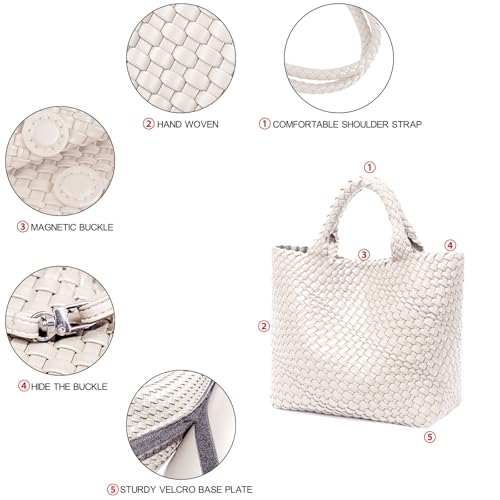Image of JINMANXUE Fashion Woven Bag Shopper Bag Travel Handbags and Purses Women Tote Bag Large Capacity Shoulder Bags