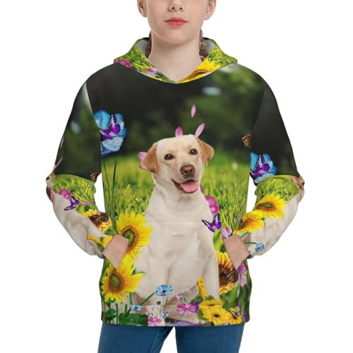 Labrador On The Grass Boy, Girls Sports Shirt Youth Pullover Fashion Hooded Sweatshirt3