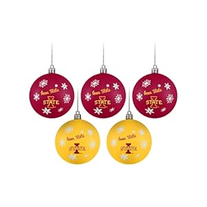 FOCO Iowa State Cyclones NCAA 5 Pack Shatterproof Ball Ornament Set