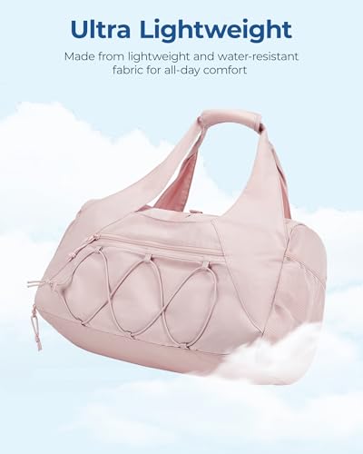 Image of BAGSMART Gym Bag for Women, Lightweight Duffel with Shoe Compartment, Tote Bag with Wet Pocket for Yoga Travel, Camel, Medium to Large, Casual, Tote