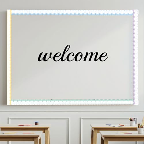 Image of Fuutreo 6 Roll 197 ft Pastel Composition Notebook Lined Bulletin Board Borders Paper Scalloped Borders Trim Decoration for Back to School Chalkboard Office Wall