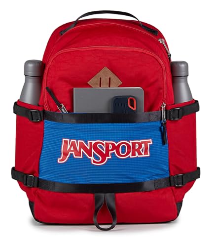 JanSport Small Seattle Pack – Compact Backpack with Main Compartment, Dual Water Bottle Pockets, and Padded Sleeve for 15-Inch Laptop, Red Tape4