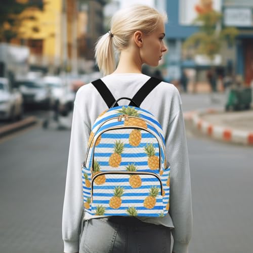 Sac à dos multifonction 35,6 cm à rayures avec compartiments et motif ananas - 7