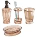 mDesign Bath Accessory Set, Soap Dispenser Pump, Toothbrush Holder, Tumbler, Soap Dish - 4 Pieces, Sand