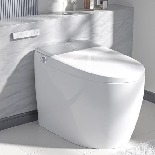 LEIVI Smart Toilet with Built-in Bidet Seat, Tankless Toilet with Auto Lid Opening, Closing and Flushing, Heated Seat, Digital Display, Remote Control, Elongated
