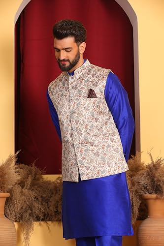 Image of Kurta With Churidar & Multicolor Nehru jacket Set