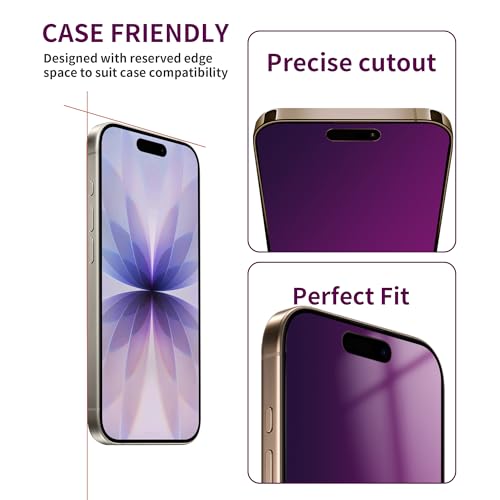 Image of 2 Pack Privacy Screen Protector for iPhone 17 Tempered Glass 6.3'' Private Saver Anti-Spy Eye Protection Anti-Scratch Full Coverage No Bubble