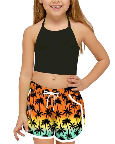 Image of Deerose Kids Hawaiian Swim Board Shorts Quick Dry Active Swim Trunk 5-14 Years