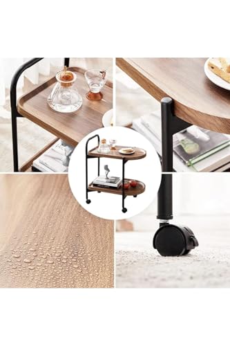 كو أرما عربة تقديم بعجلات خشب بني طبقتين AW16317-1 تصميم فاخر وجودة ممتازة لإضافة لمسة جمالية فريدة تناسب جميع المساحات العصرية