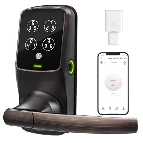Lockly Secure Pro Wi-Fi Smart Door Lock, Keyless Entry with PIN Genie® Digital Keypad, 3D Biometric Fingerprint Sensor Front Door Lock with Handle, Voice Control & Auto Lock - Latch Edition