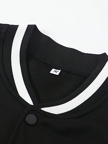 SHENHE Men's Slogan Graphic Button Down Varsity Jacket Baseball Bomber Jackets3