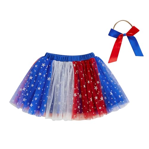 4th of July Dress Tutu for Toddler Girls Baby Outfits Fourth of July Tulle Star Striped American Flag Skirt Kids Little Girls Ballet Dress White Red Blue Tutu Clothes 3t 4t