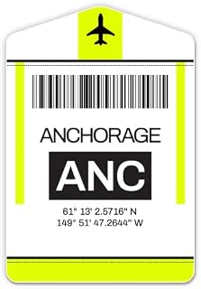 Squiddy Anchorage Alaska Airport Code ANC Travel Luggage Tag - Vinyl Sticker for Car, Laptop, Notebook (5" high)