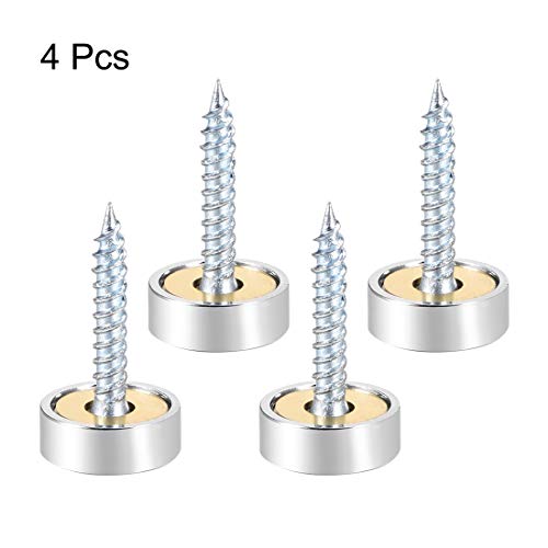 sourcing map Mirror Screws Decorative Caps Cover Nails Polished Stainless Steel 14mm 4pcs