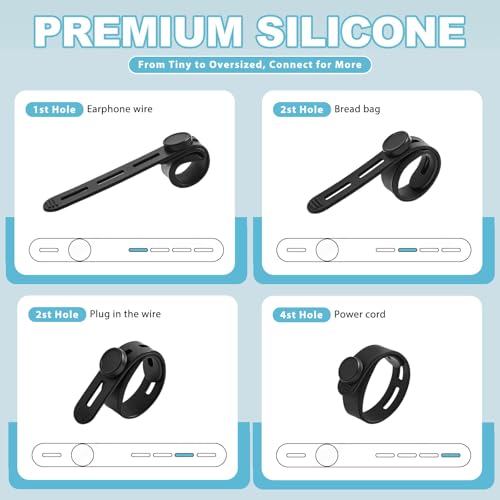 15 unidades de atadores para cables de silicona reutilizables, organizadores flexibles para cables de cargador, secador de pelo y cables eléctricos para hogar y oficina miniatura 3